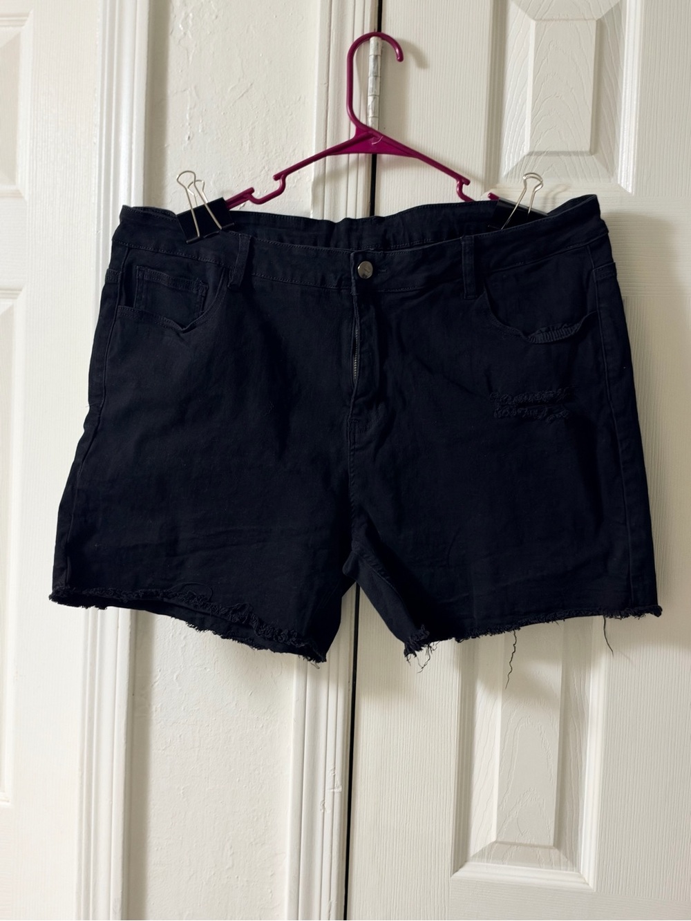 Source Unknown Black Frayed Hem Denim Shorts